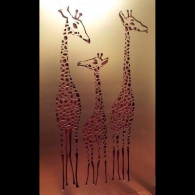 Giraffe Family Wall Art Giraffe Family Wall Art in Gold Powder Coated Aluminium