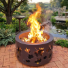Small Double skin firepit - Autumn Leaf Negative pattern