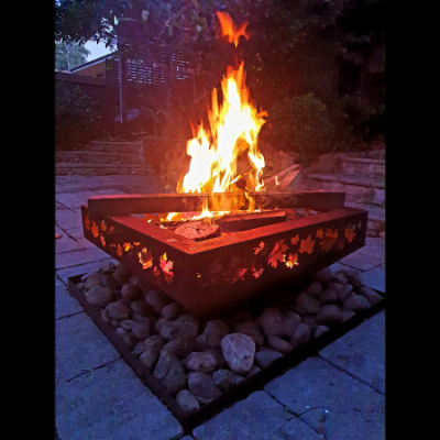 Large Prism Fire Pit Large Prism Fire Pit with Autumn Leaf Pattern