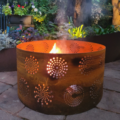Large Round Fire Pit with Spirals Pattern Large Round Fire Pit with Spirals Pattern
