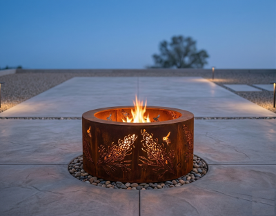 Small Double skin firepit - Grevillea & Bees pattern Small Double skin firepit - Grevillea & Bees pattern