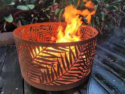 Squat round firepit with "Kentia" pattern Squat round firepit with "Kentia" pattern
