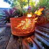 Squat round firepit with "Kentia" pattern