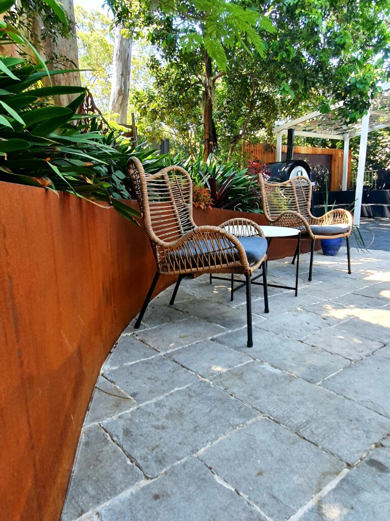 Cor-Ten steel retaining wall