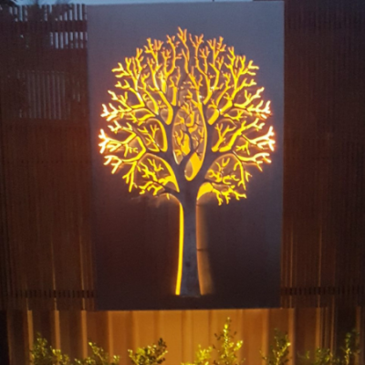 3D Tree Wall Art in Stainless Steel with Lighting 3D Tree Wall Art in Stainless Steel with Lighting