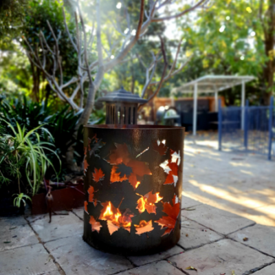 Medium Round Fire Pit - Autumn Leaf Neg Medium Round Fire Pit - Autumn Leaf Neg