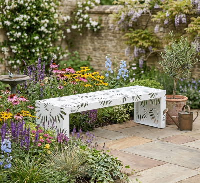 Bench Seat - Powder Coated Aluminium - Daisy Chain Pattern