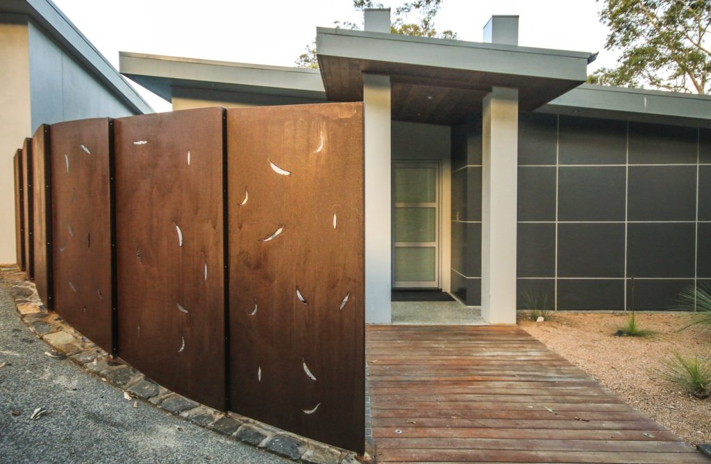 Fence - Gum Leaf Pattern by Ironbark Metal Design