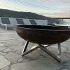 Large Geo Firebowl with Stainless Steel Base outdoor fire pit
