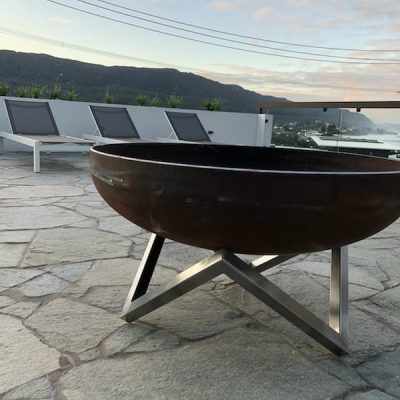 Geo Fire Pit with Stainless Steel Base Large Geo Firebowl with Stainless Steel Base outdoor fire pit