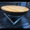 Small Geo Firebowl with Stainless Steel Base and Hardwood Lid outdoor fire pit