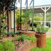rusted corten steel metal garden bed edging
