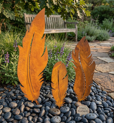 Cor-Ten steel Feather sculptures Cor-Ten steel Feather sculptures
