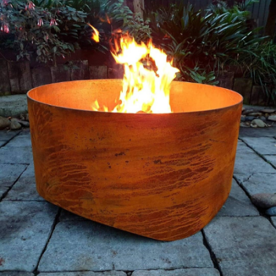 Large Swale Fire Pit in Rusted Steel Large Swale Fire Pit in Rusted Steel