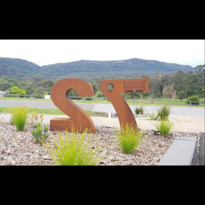 Large Numeral Letterboxes in Rusted Corten Steel- Wongawilli Large Numeral Letterboxes 7 & 2 in Rusted Corten Steel