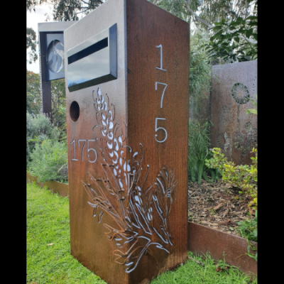 3D Grevillea Rusted & Sealed 3D Grevillea Letterbox Rusted & Sealed with Perspex