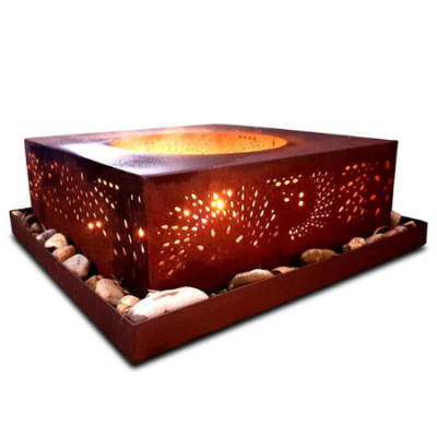 Ironbark Firebox outdoor fire pit with Fanfare Pattern