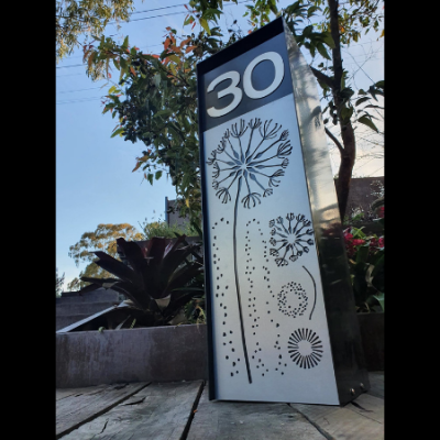 Compact Letterbox in Powder Coated Aluminium with Custom Agapanthas Pattern- Horsley Compact Letterbox in Powder Coated Aluminium with Custom Agapanthas Pattern- Horsley