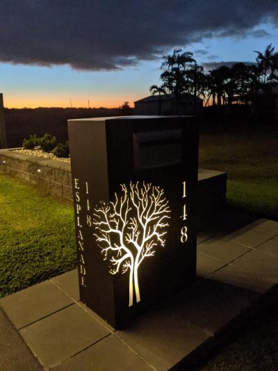 Wide Form Autumn Tree at Night 2 parcel free standing pillar mailbox