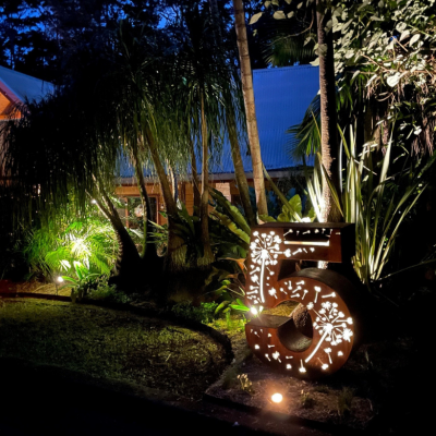 Custom Large Numeral 5 Letterbox at Night Large Numeral 5 Letterbox with Perspex