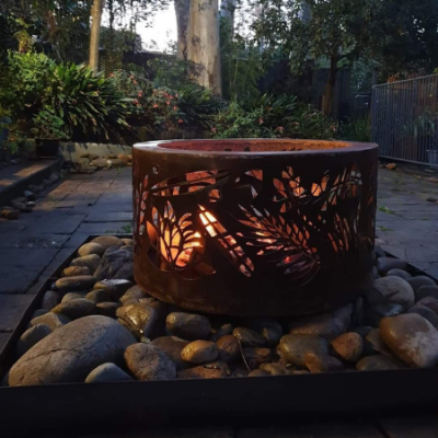 Small Double Skin Fire Pit with Floral Pattern Small Double Skin Fire Pit with Floral Pattern