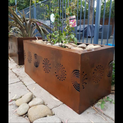 Corten Steel Plant Pot Covers with Spirals Pattern Corten Steel Plant Pot Covers with Spirals Pattern