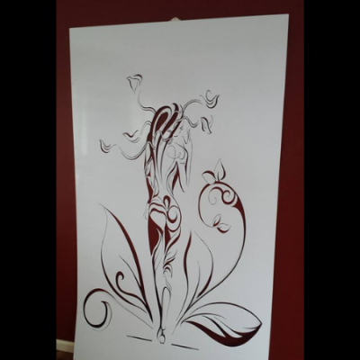 Mystic Lady Wall Art in White Powder Coated Aluminium- Flat Mystic Lady Wall Art in White Powder Coated Aluminium