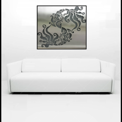 Pisces Wall Art in Powder Coated Aluminium Pisces Wall Art in Silver Powder Coated Aluminium