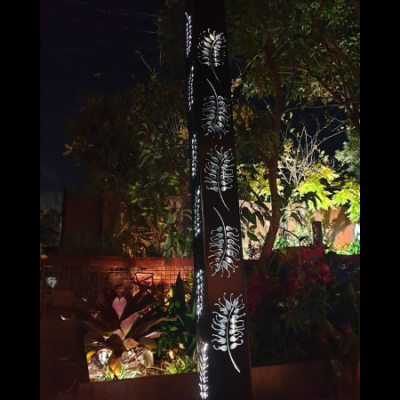 Square Light Tower with Grevillea Pattern Square Light Tower with Grevillea Pattern