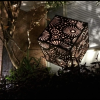 Cubism Garden Sculpture with Fireworks Pattern