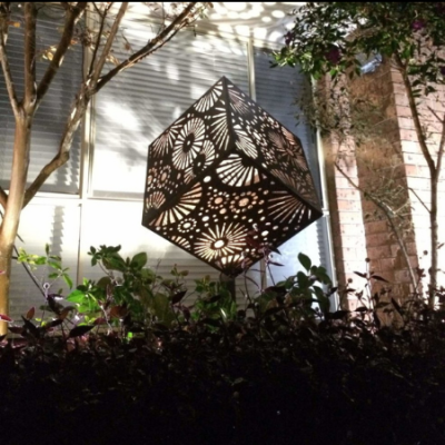 Cubism Sculpture with Fireworks Pattern Cubism Garden Sculpture with Fireworks Pattern