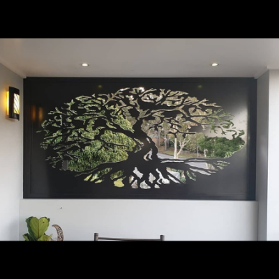 Fig Tree Decorative Screen Fig Tree Decorative Screen in Satin Black Powder Coated Aluminium