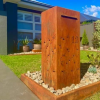 Ironbark Letterbox in Rusted Corten Steel with Sedges Pattern - Custom Chute