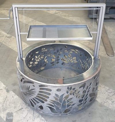 Argentine BBQ with Small Double Skin Firepit. Firepit not included in this price. Argentine BBQ Attachment & Double Skin Round Fire Pit