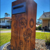 Ironbark Letterbox with Agapanthus pattern in Rust