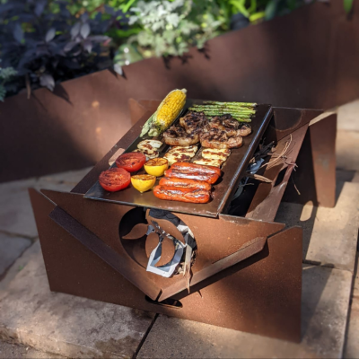 Collapsible camping portable Fire Pit with BBQ Grill for cooking