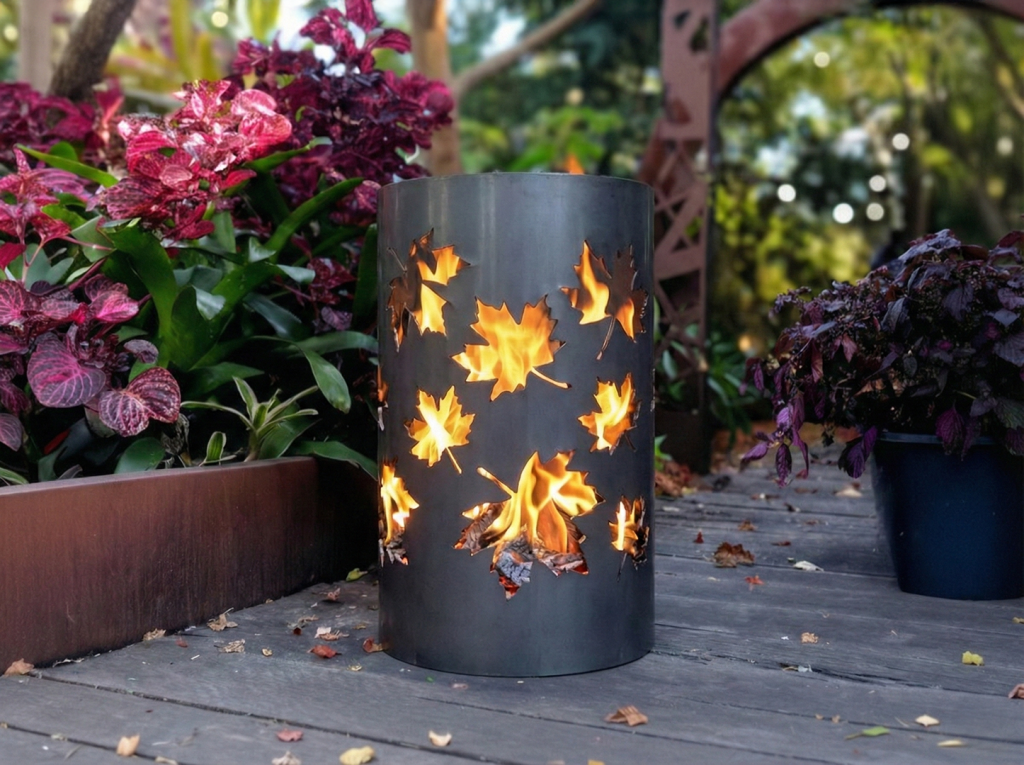 Rustic outdoor corten steel metal fire pit Metallic Black finish