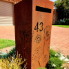 Medium Letterbox with Agapanthas pattern - Natural Rust Finish