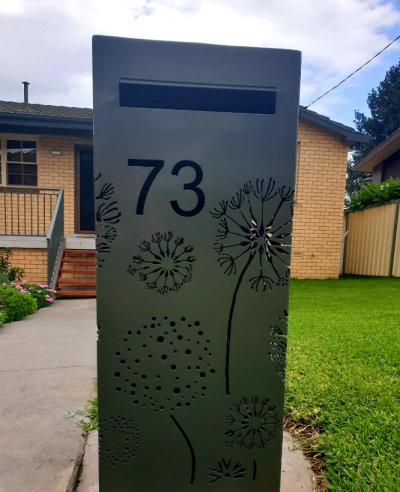 Medium Letterbox with Agapanthas pattern - Powder Coated Aluminium Medium Letterbox with Agapanthas pattern - Powder Coated Aluminium