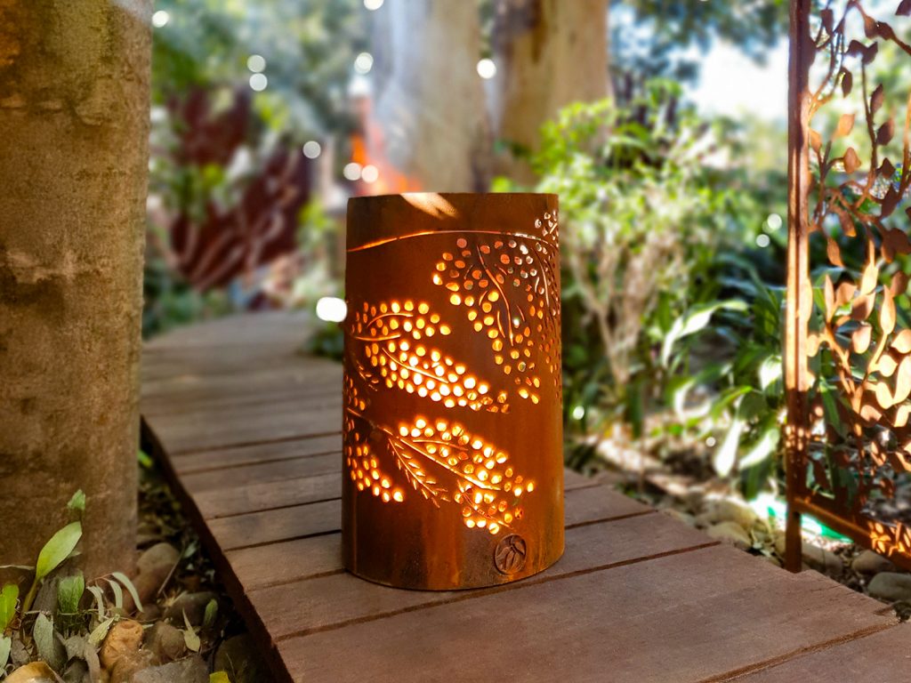 Rustic outdoor corten steel metal fire pit rust finish