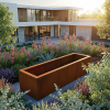 tall large Corten steel garden planter box square 24000 x 1200 x 600mm with top lip