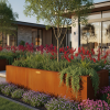tall large Corten steel garden planter box square planter with top lip