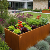 tall large Corten steel garden planter box square with top lip