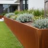 tall large Corten steel outdoor garden edging square with top lip
