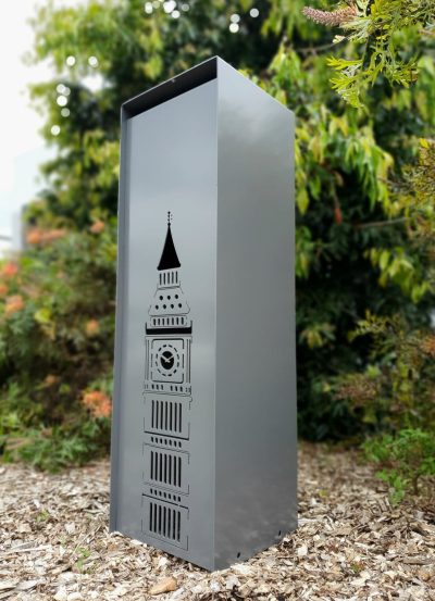 Compact LB - Big Ben clock tower 1.0 Compact Letterbox in Powder Coated aluminium. Custom pattern.