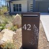 Medium Letterbox in Powder Coated aluminium. Grevillea pattern.