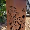 Medium Letterbox in Powder Coated aluminium. Gum leaf cascade pattern.