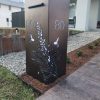 Standard Letterbox in powder coated aluminium. Grevillea with bees pattern.
