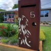 Standard Letterbox in Cor-Ten steel. Grevillea pattern.