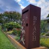Medium Letterbox in Cor-Ten steel. Grevillea pattern.